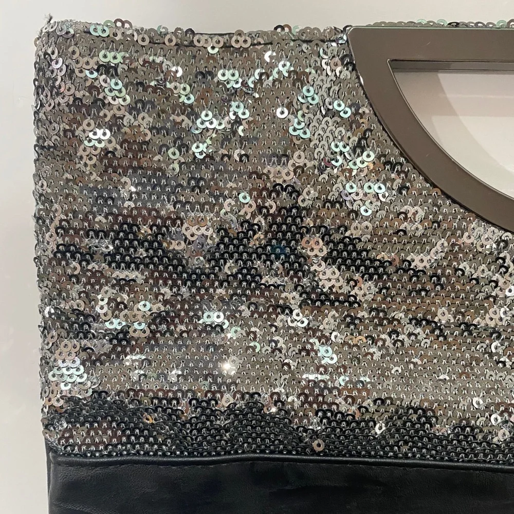 Style & Co Black & Silver Clutch Handbag Purse